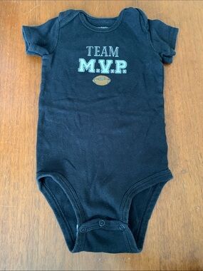 😊FREE😊 Carter's Black 'Team M.V.P.' Baby One-Piece Bodysuit size 18m